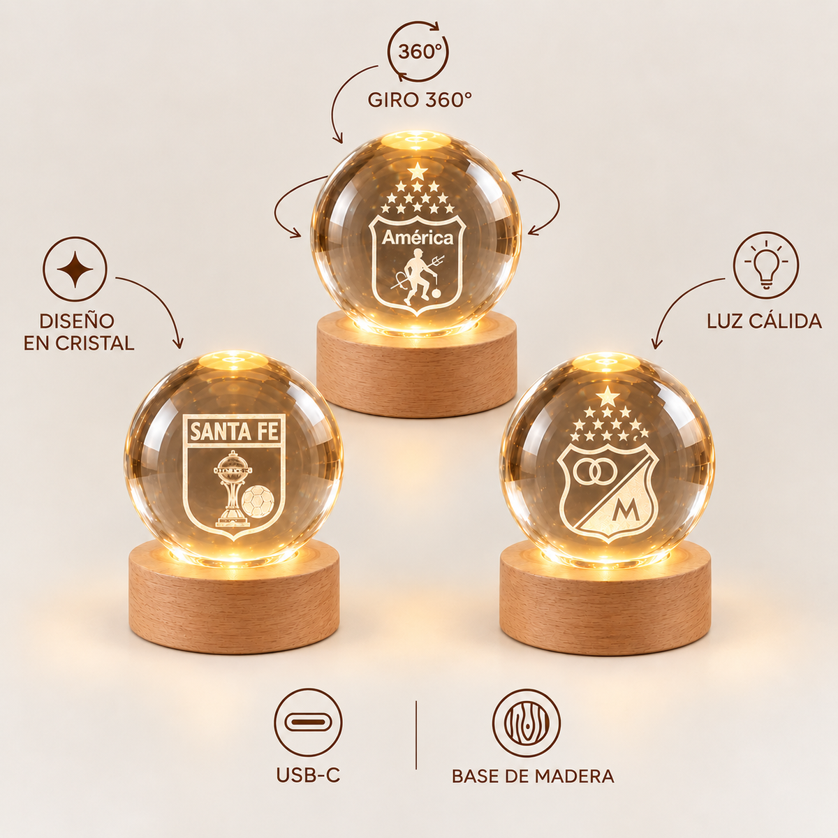 Esferas giratorias de fútbol LED